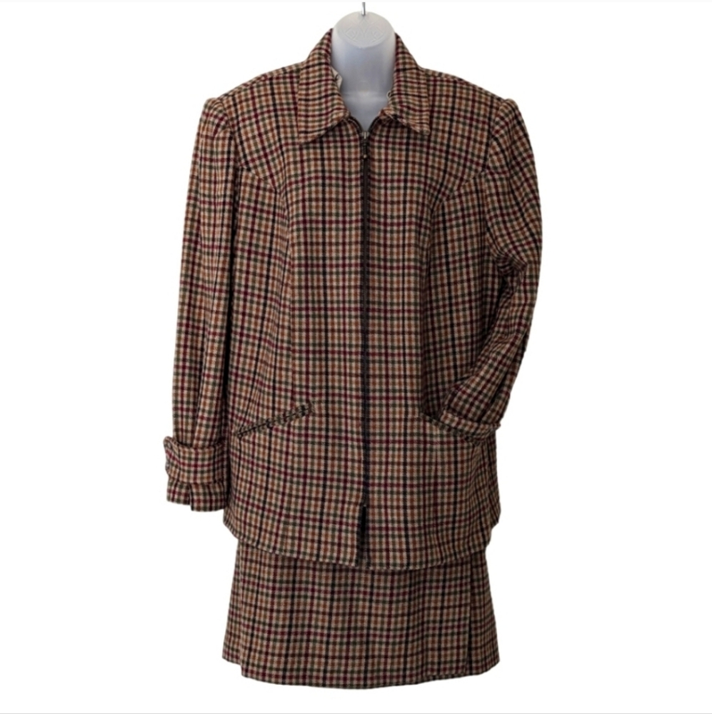 Vintage wool blend skirt suit
